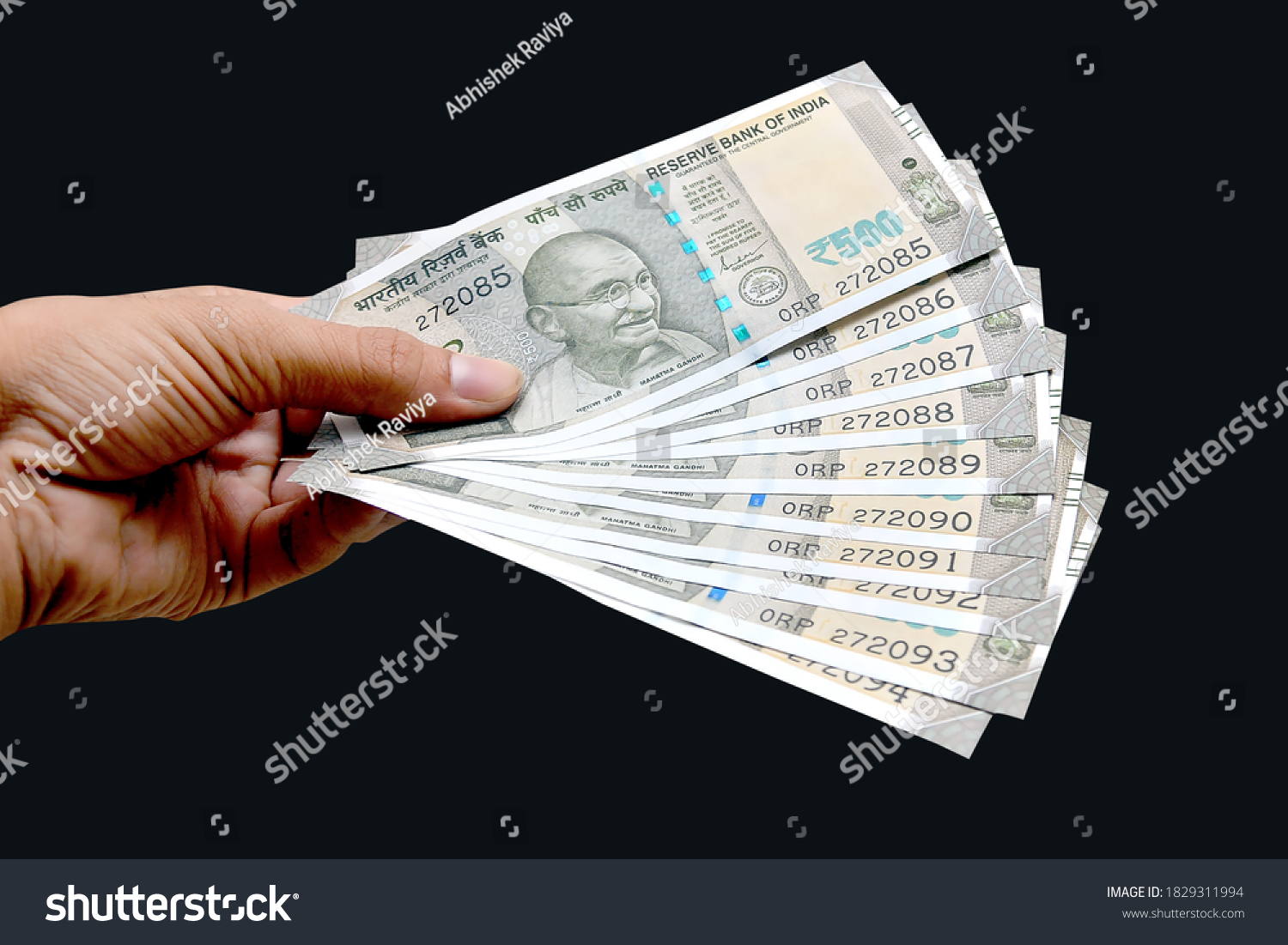 Hand Holding New 500 Rupees Indian Stock Photo 1829311994 