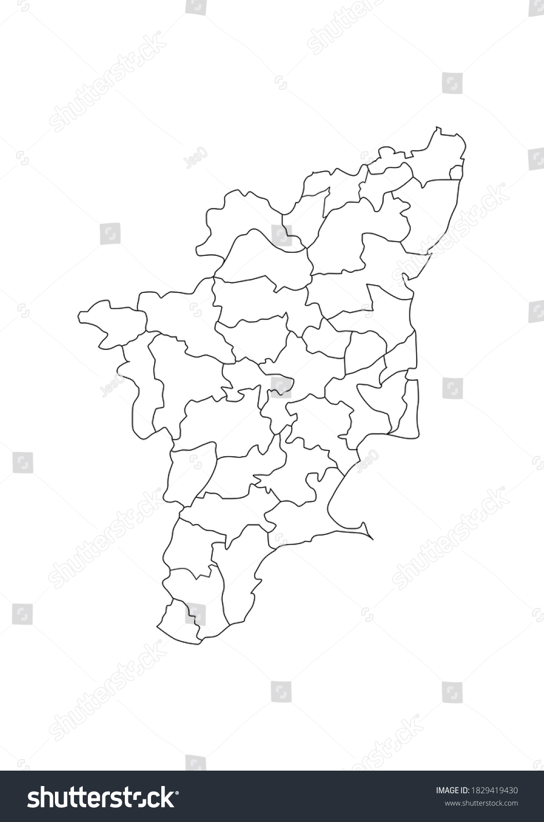 Tamilnadu 38 District Out Line Map Stock Illustration 1829419430 ...