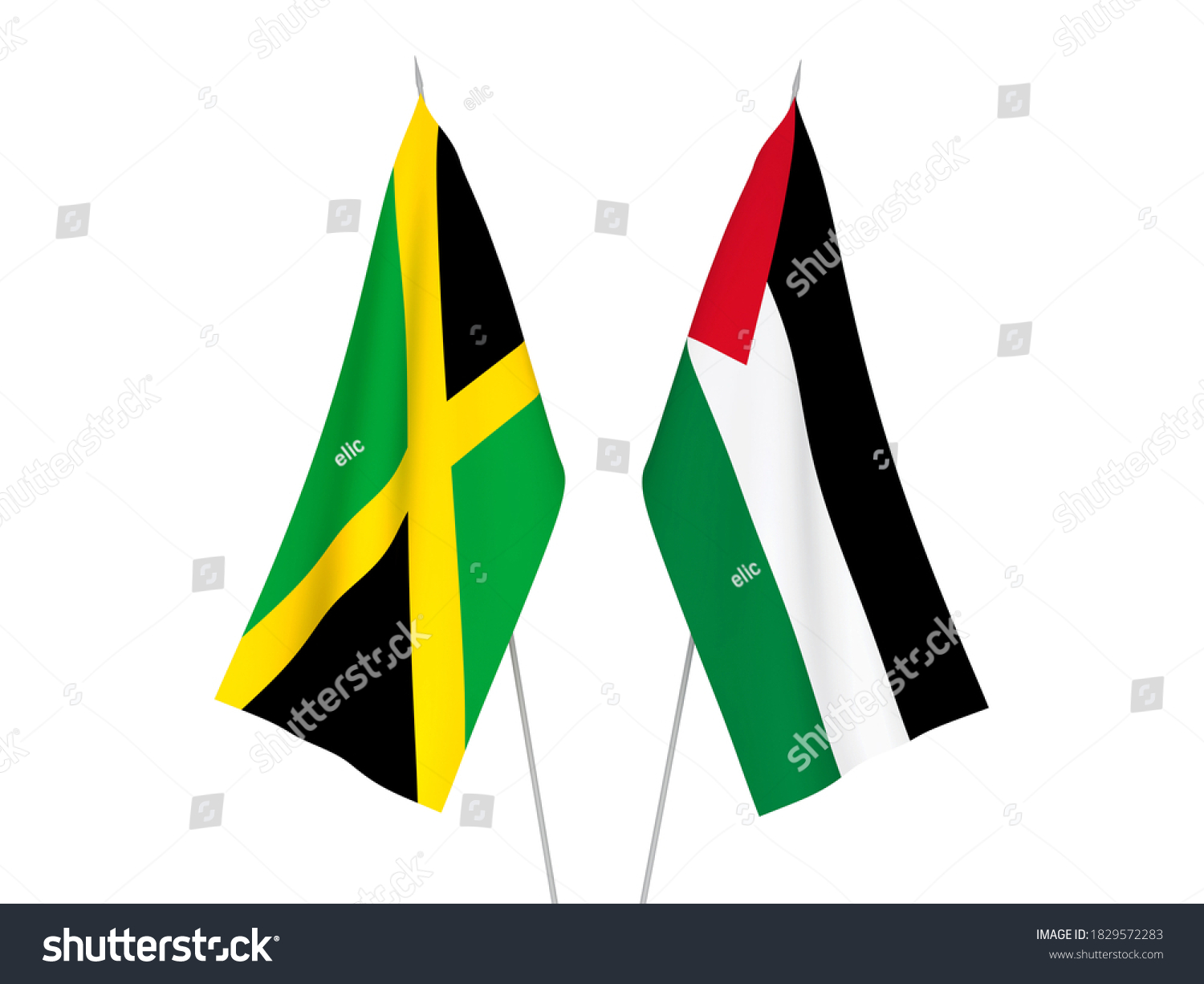 National Fabric Flags Palestine Jamaica Isolated Stock Illustration ...