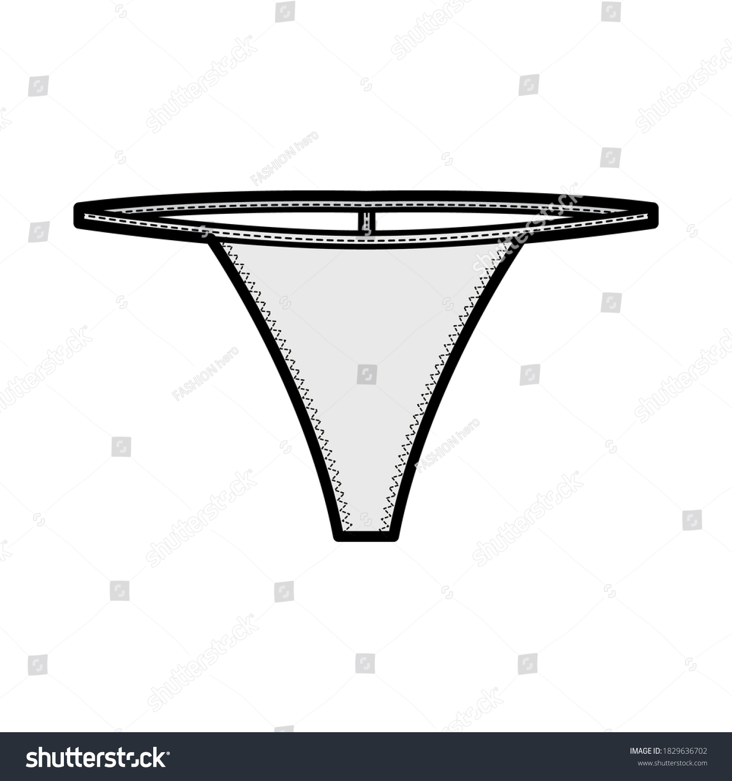 Tback String Technical Fashion Illustration Low Stock Vector (Royalty Free) 1829636702