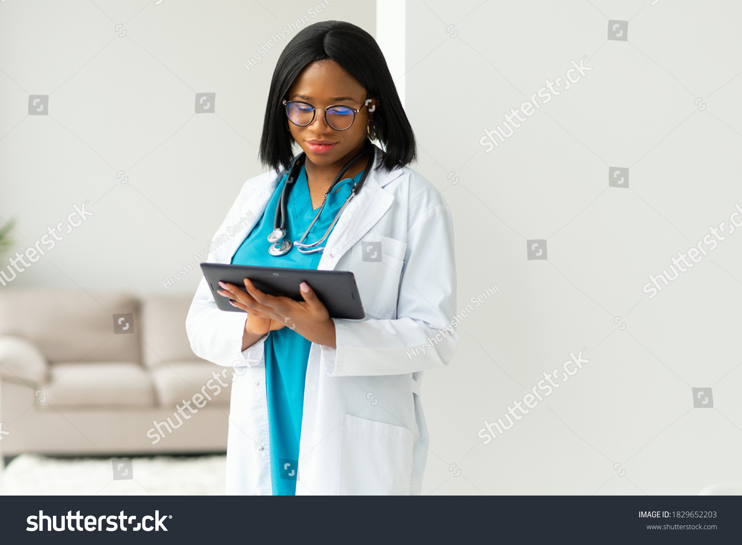 Successful Black Woman Doctor Smiling Office Stock Photo 1829652203 ...