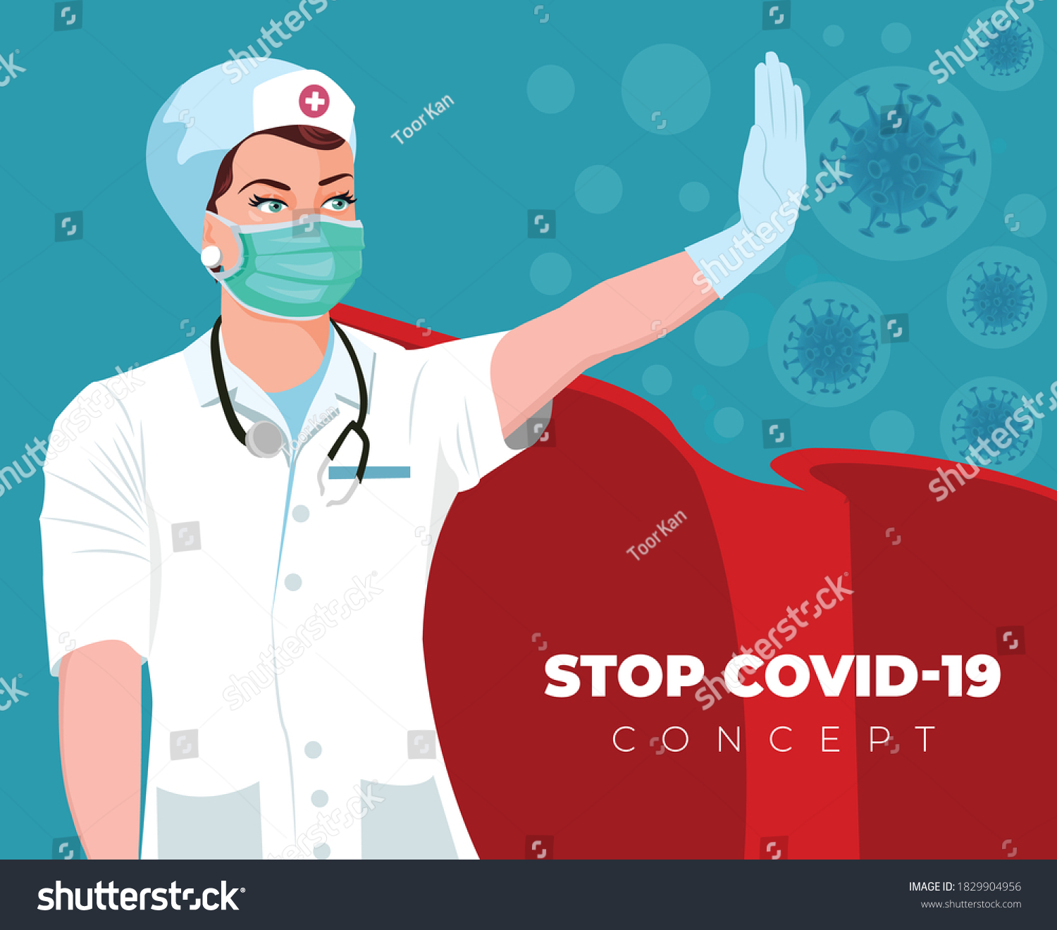 Superhero Female Doctor Fighting Virus Illustration Stock Vector ...