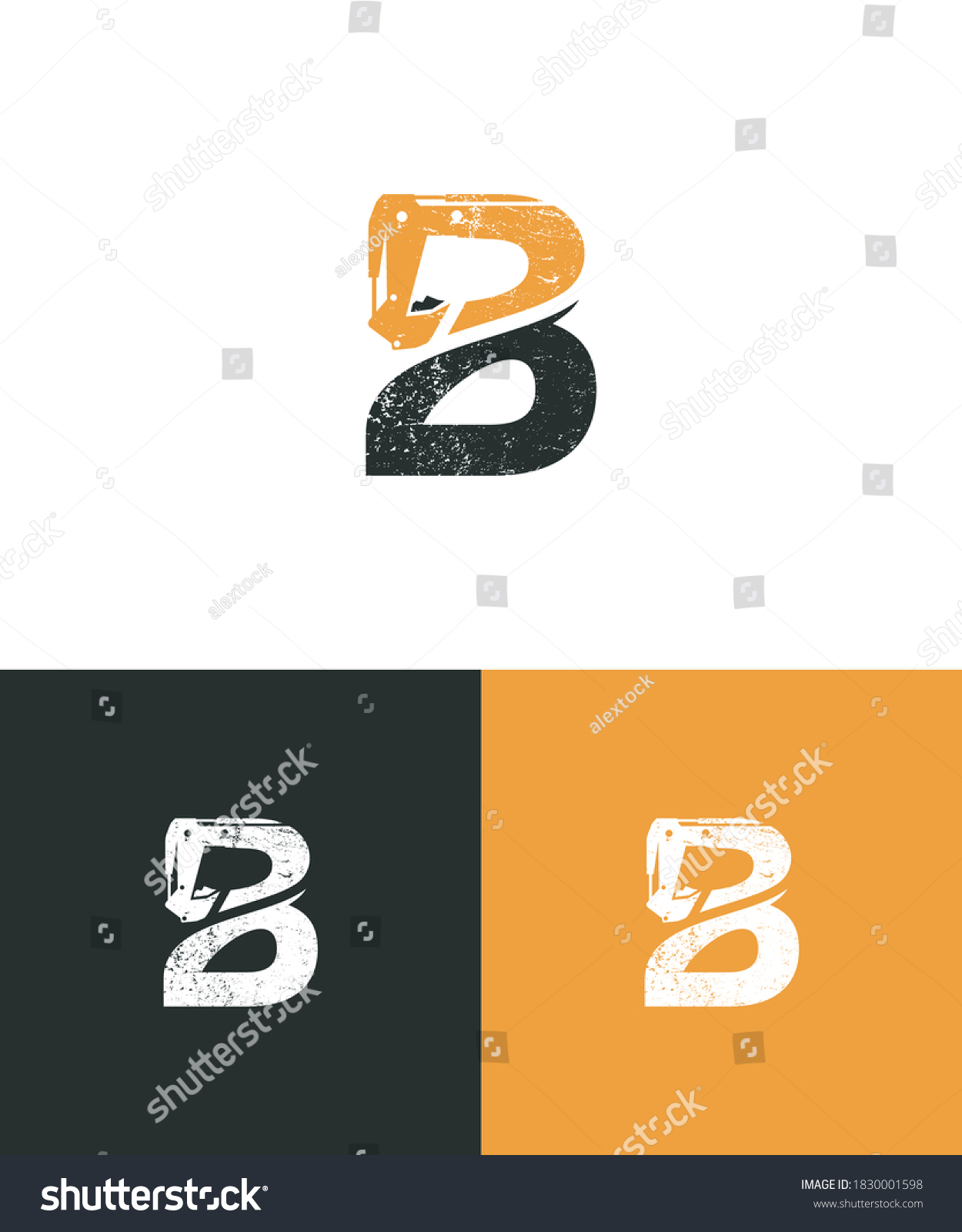 Excavator B Logo Template Stock Vector (Royalty Free) 1830001598 ...