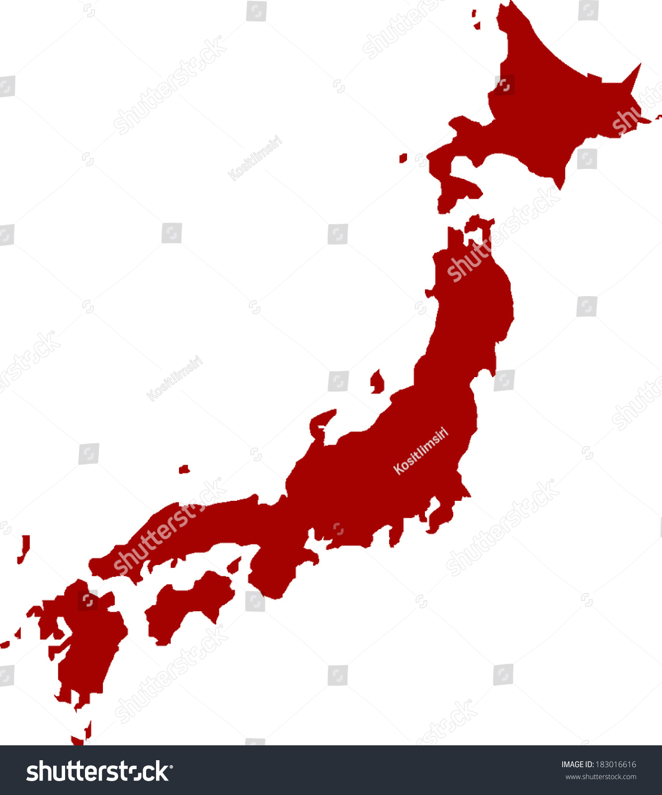 Japan Vector Map Stock Vector (Royalty Free) 183016616 | Shutterstock