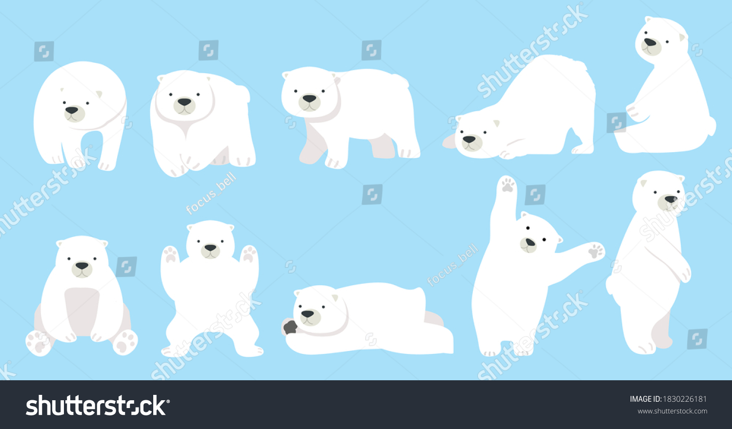 Cute Polar Bear Funny Character Cartoon Stock Vector (Royalty Free ...