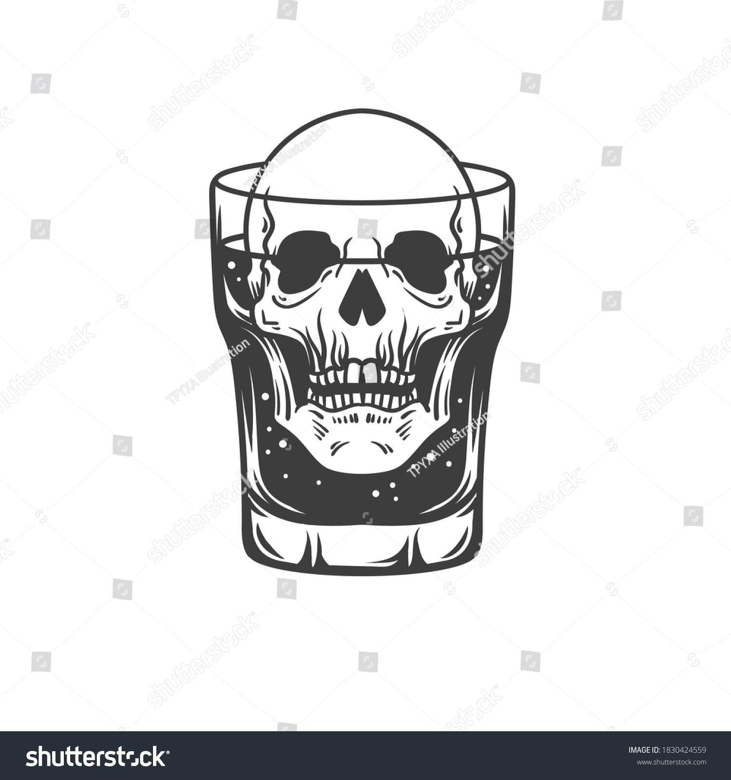 skull in a glass