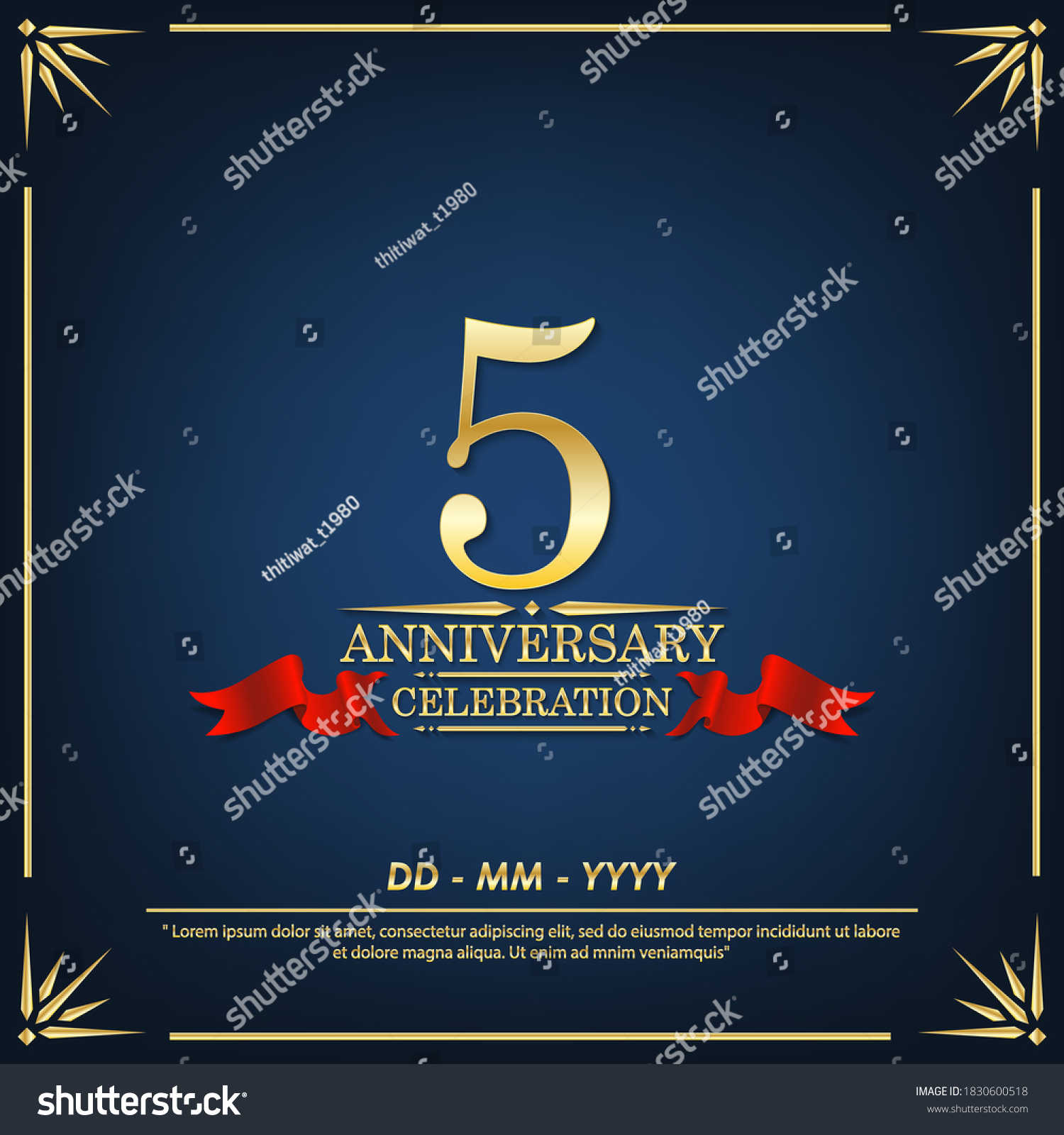 5th Years Anniversary Celebration Emblem Anniversary Stock Vector ...