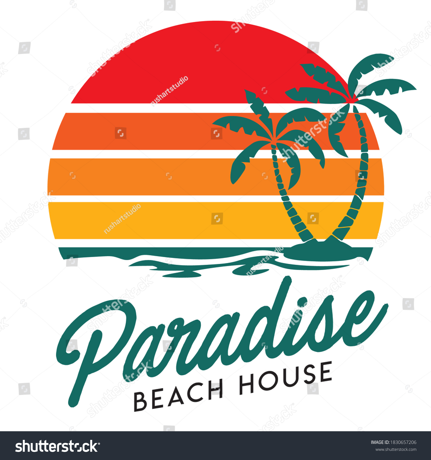 Sunset Beach Porte-passeport palmiers Vintage Sunrise Ondes surfeur housse a745 