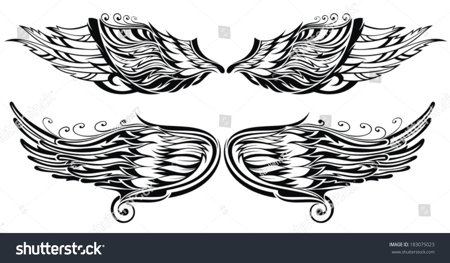 Tattoo Wings Stock Vector (Royalty Free) 183075023 | Shutterstock