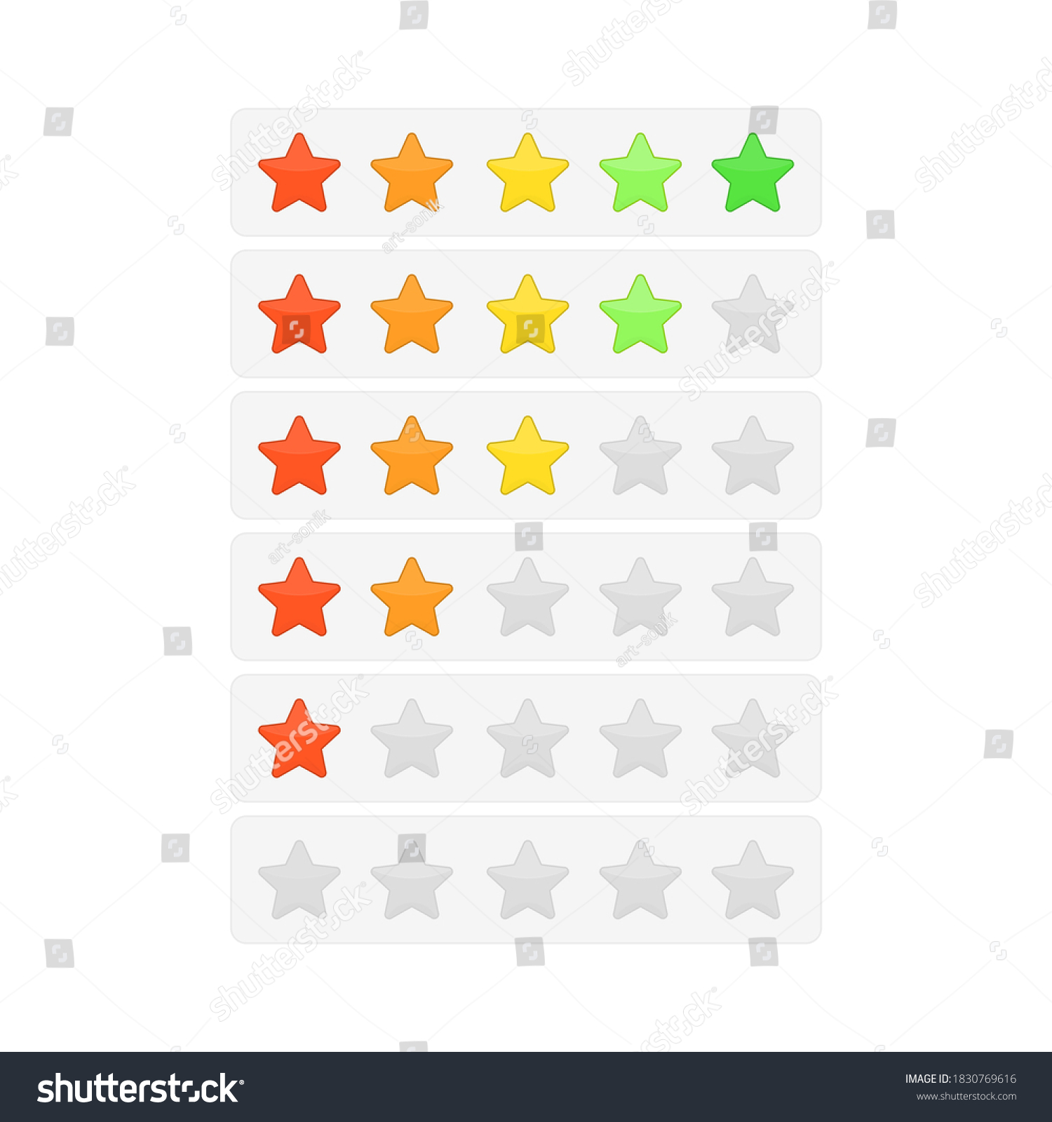 Five Stars Ratings Template Rating System Stock Illustration 1830769616 ...