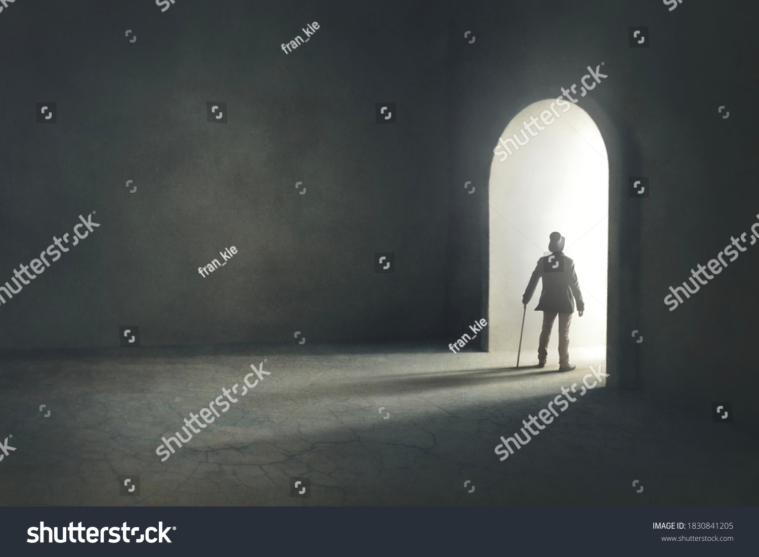 Man Entering Mysterious Light Door Surreal Stock Photo 1830841205 