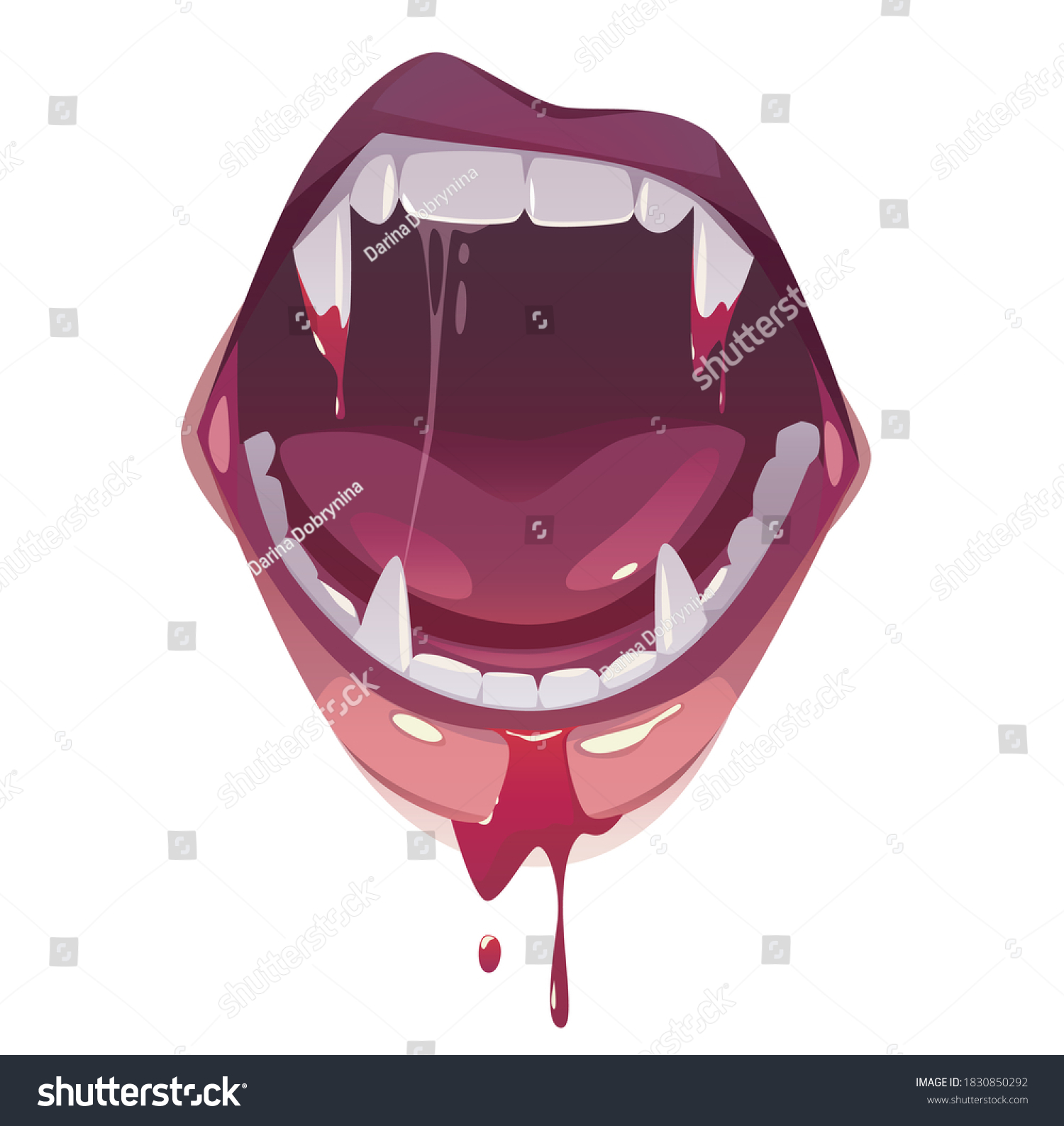 Mouth Fangs Vampire Emotions Halloween Stock Vector (Royalty Free ...