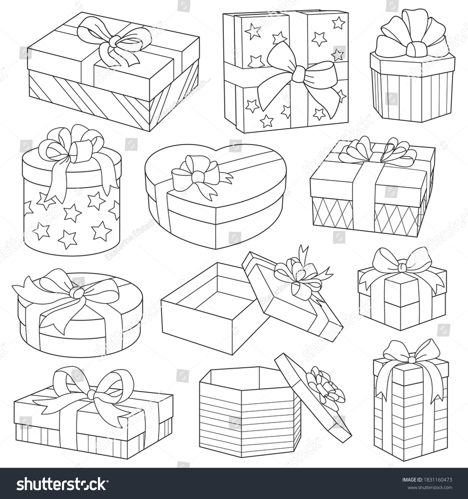 Gift Boxes Black White Vector Set Stock Vector (Royalty Free ...