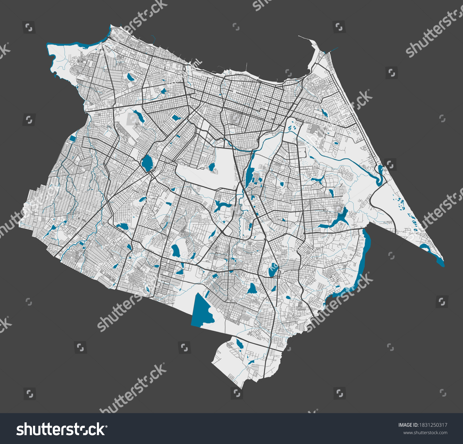 Fortaleza Map Detailed Map Fortaleza City Stock Vector (Royalty Free ...