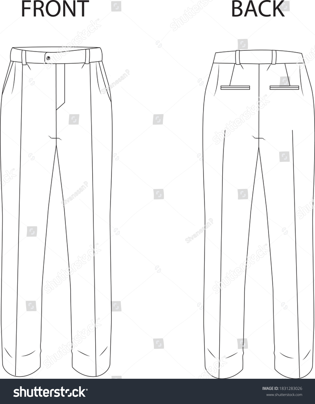 Men Formal Pant Outline Design Stock Vector (Royalty Free) 1831283026 ...