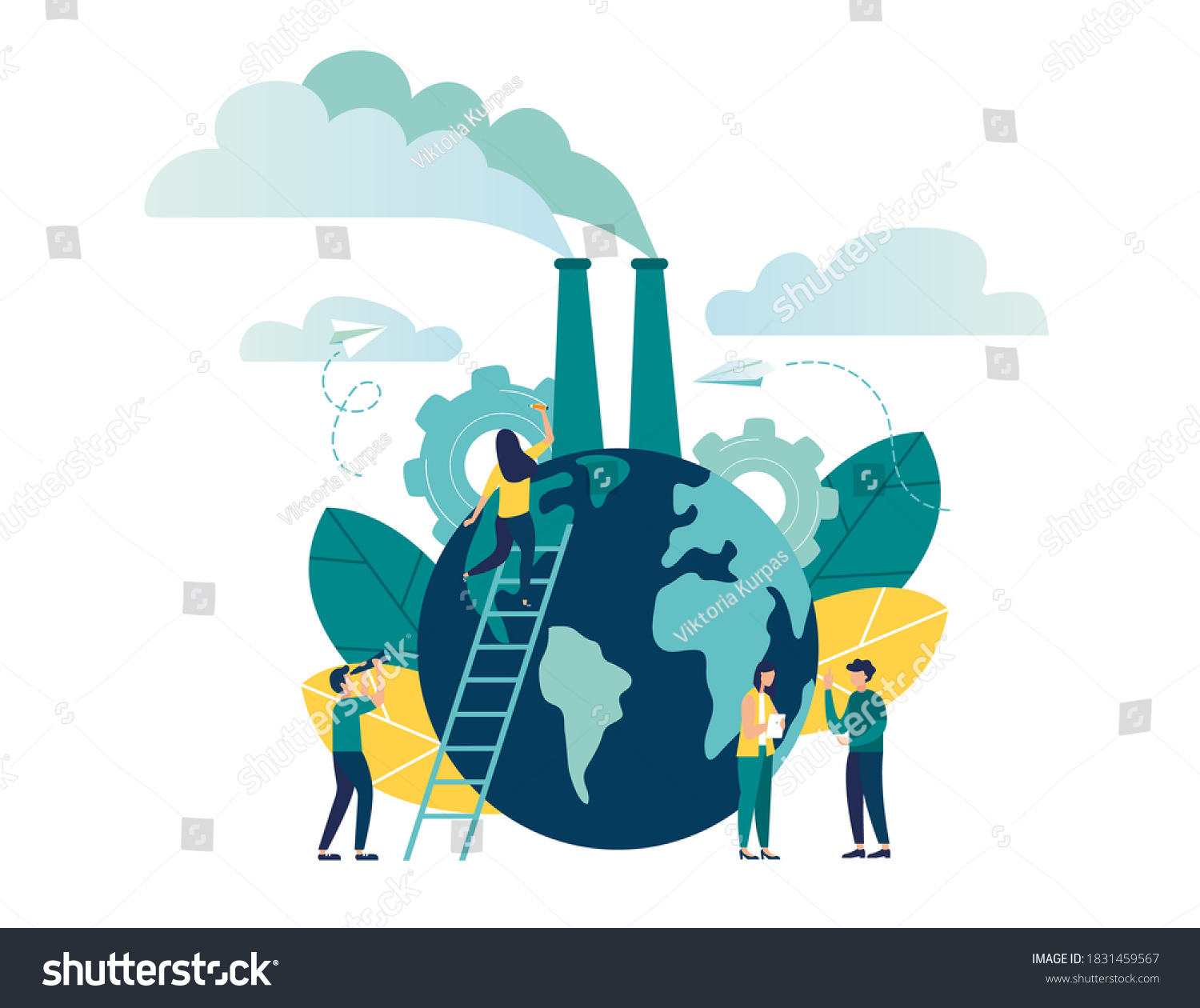 Vector Illustration Pollution Planet Emission Harmful Stock Vector ...