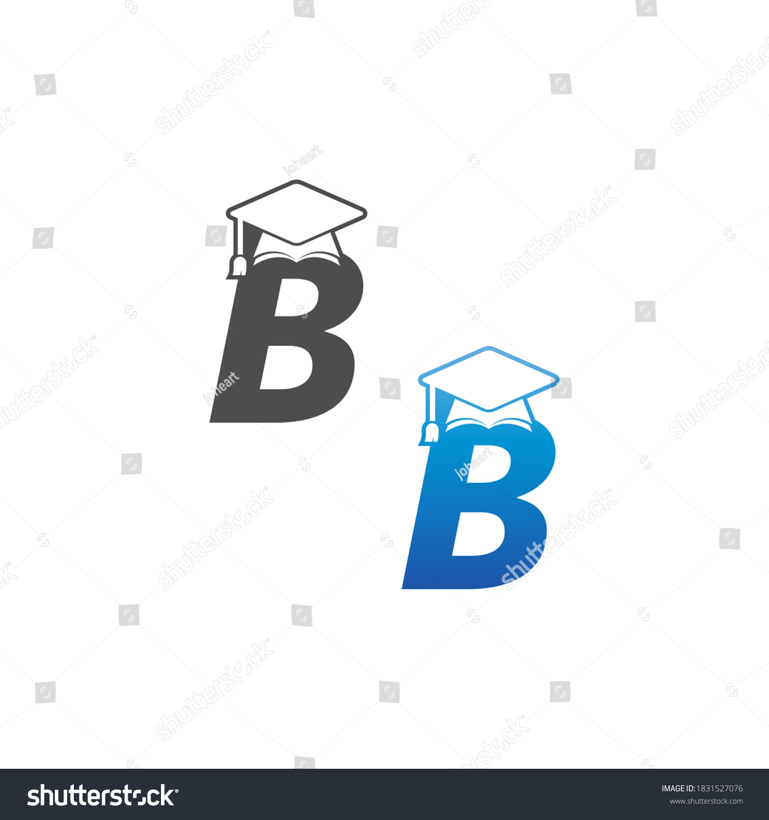 Letter B Graduation Cap Concept Design Stock Vector (Royalty Free ...