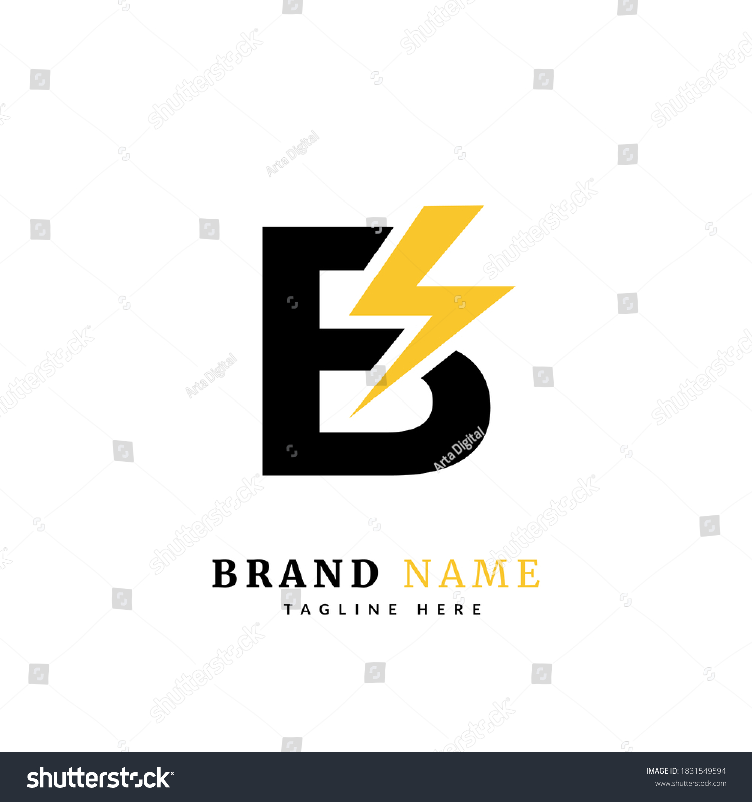 Initial Letter B Electricity Logo Icon Stock Vector (Royalty Free ...