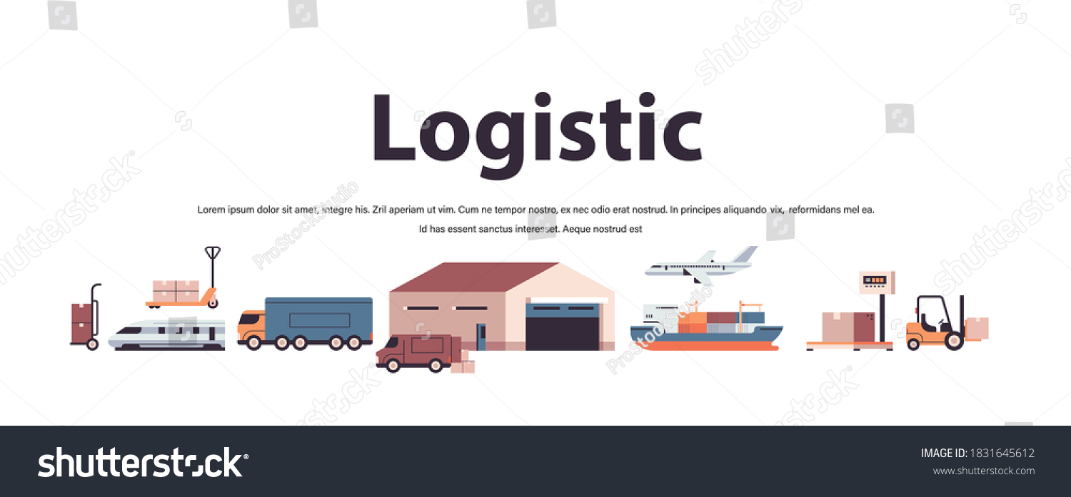 Logistic Transportation Set Trucks Ship Airplane Stock Vector (Royalty ...