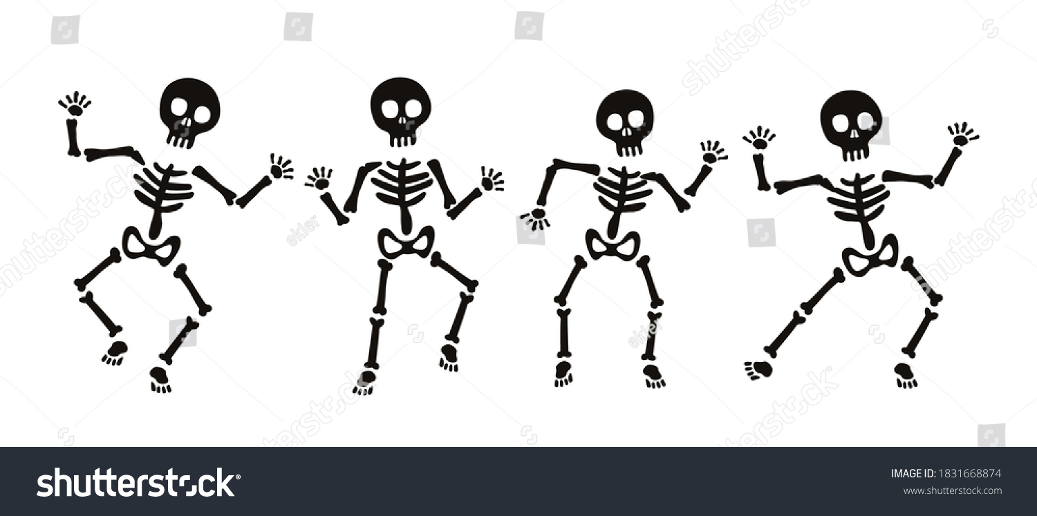 Set Skeleton Halloween Silhouette Set Vector Stock Vector (Royalty Free ...