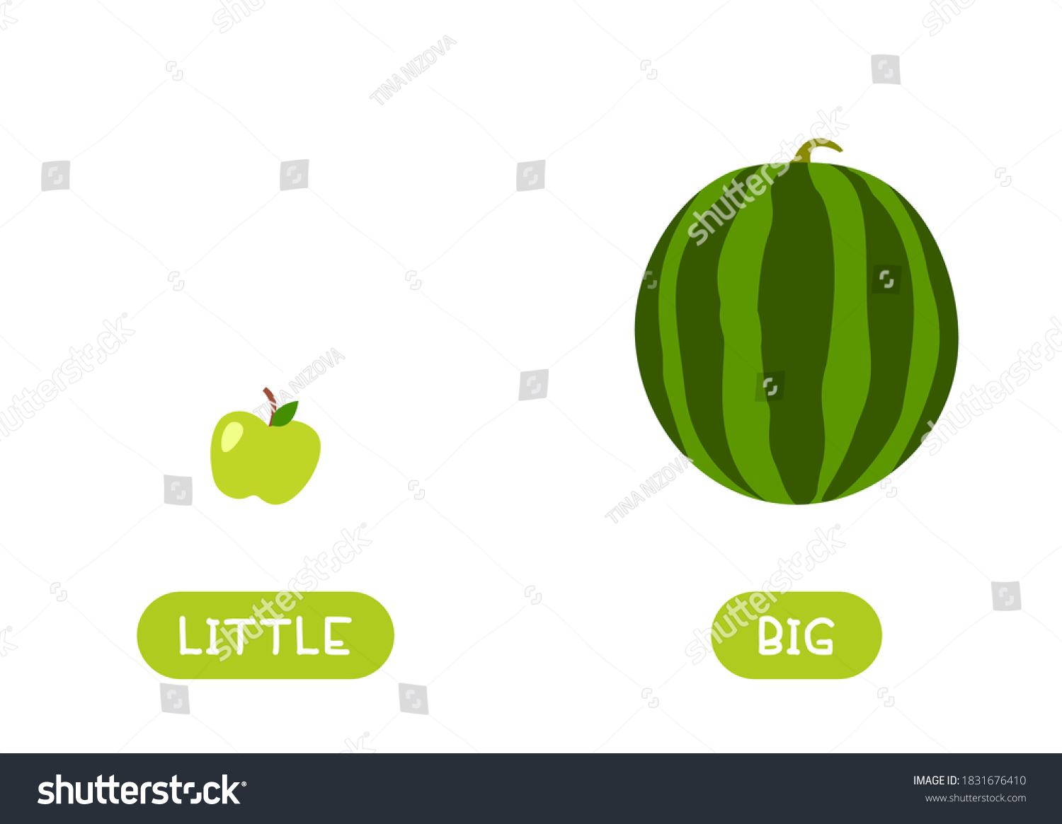 little-big-antonyms-word-card-vector-stock-vector-royalty-free