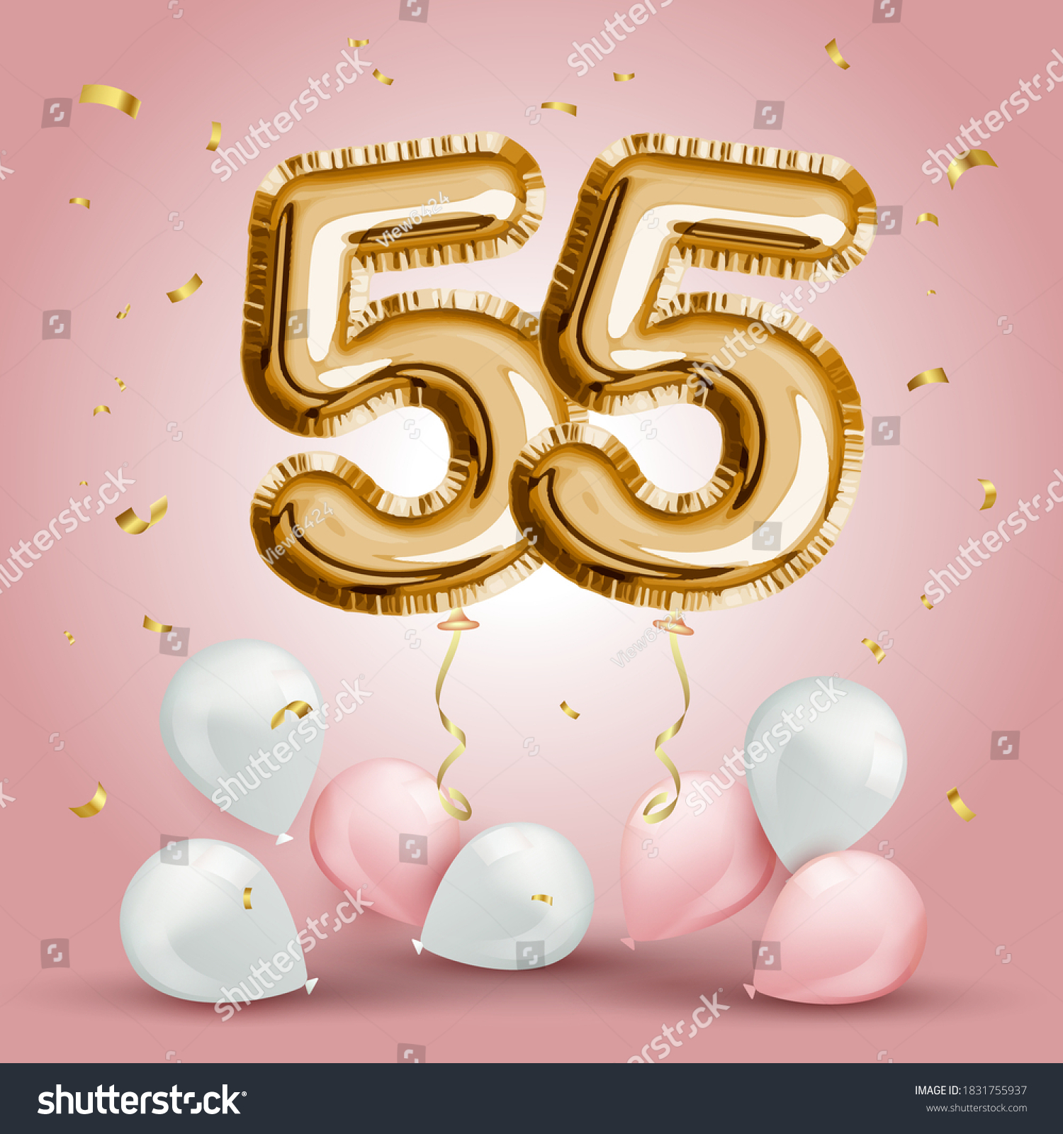 Elegant Greeting Celebration Fifty Five Years Stock Vector (Royalty ...