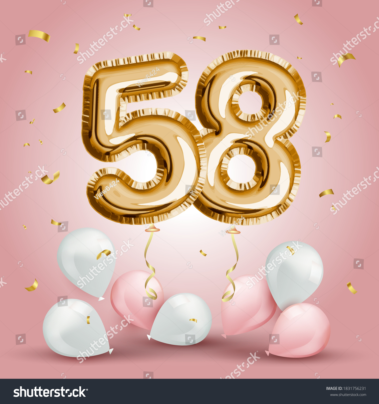 Elegant Greeting Celebration Fifty Eight Years Stock Vector (Royalty ...