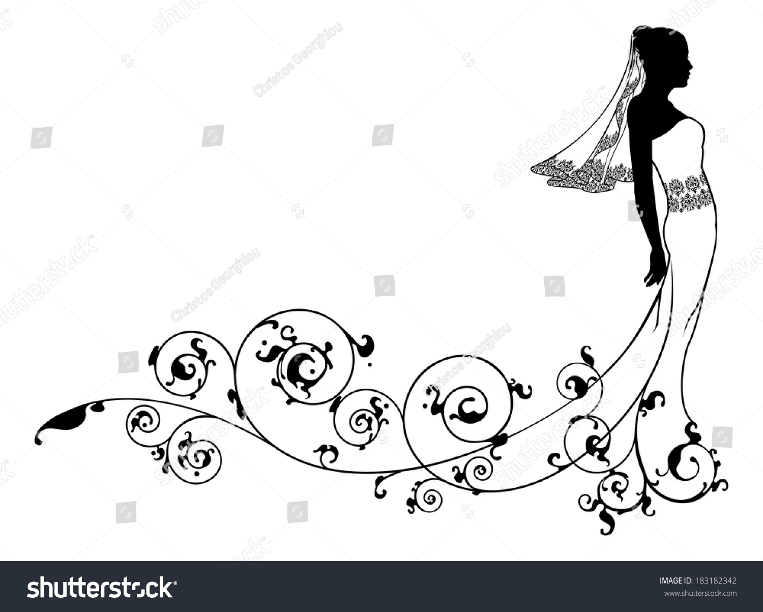 Bride Wedding Dress Fashion Silhouette Abstract Stock Vector (Royalty ...