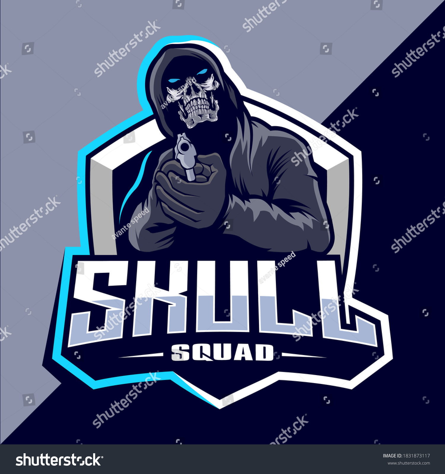 Skull Squad Gun Mascot Esport Logo Stock Vector (Royalty Free ...