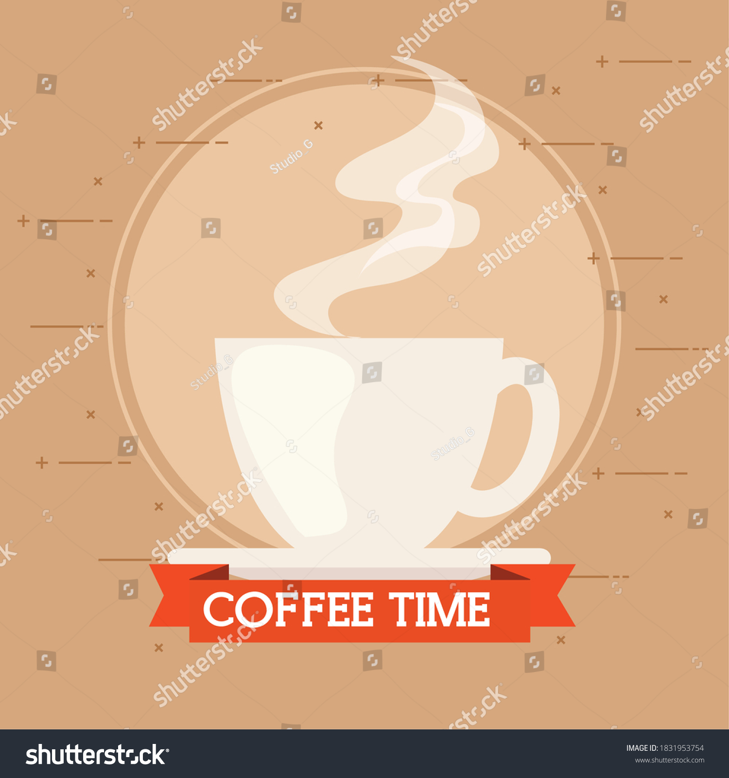 Coffee Time Banner Cup Ceramic Vector Stock Vector (Royalty Free ...