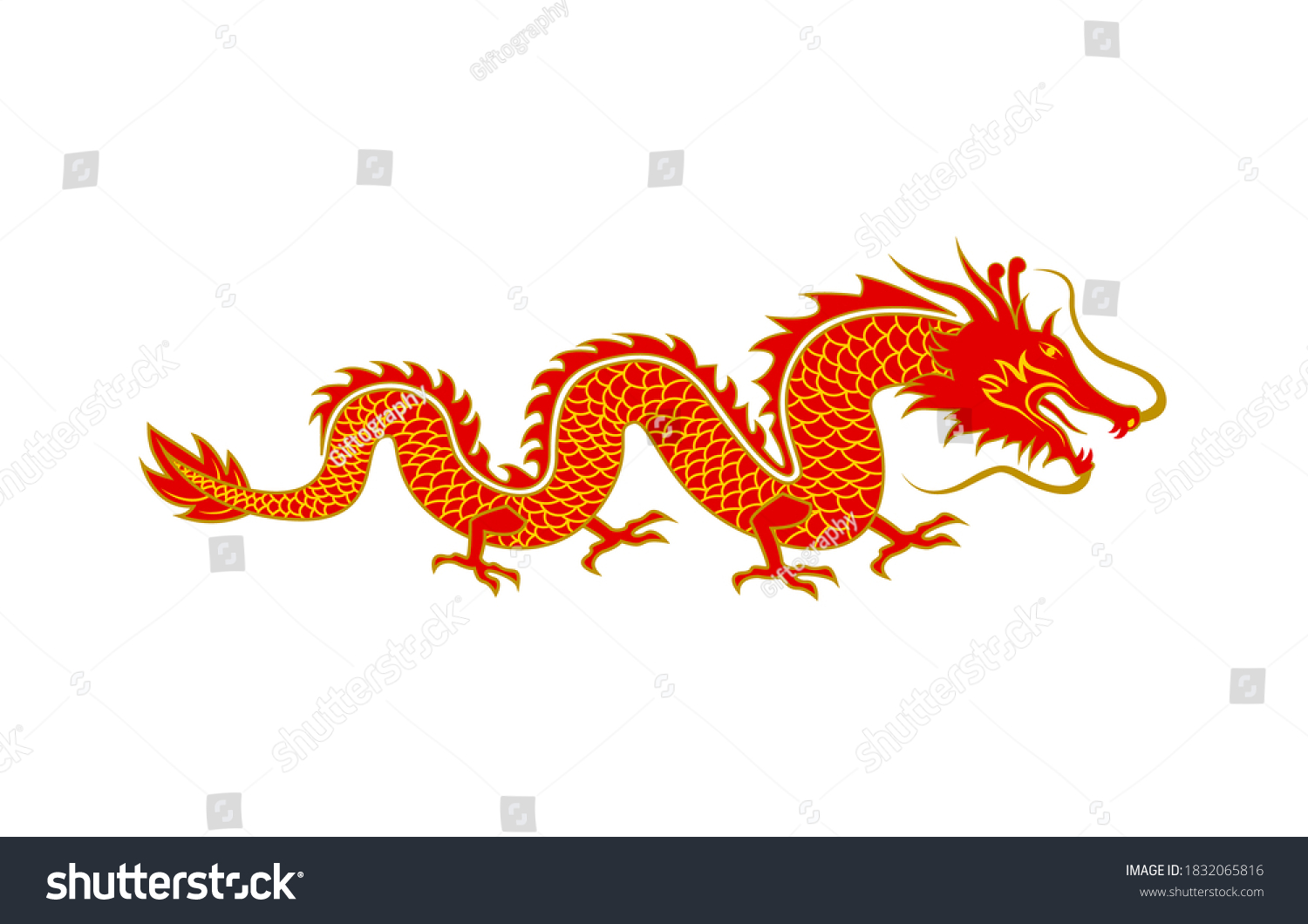 Traditional Chinese Dragon Symbol On White Stock Vector (Royalty Free ...