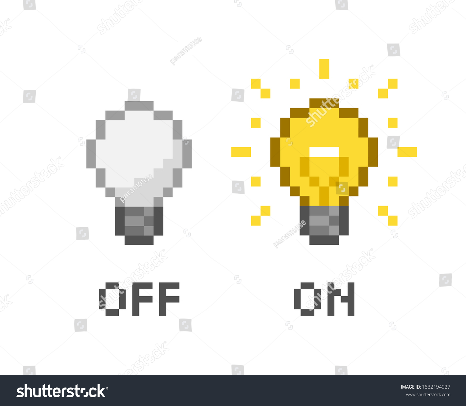 Pixel Art 8bit Light Bulbs Set Stock Vector (Royalty Free) 1832194927 ...