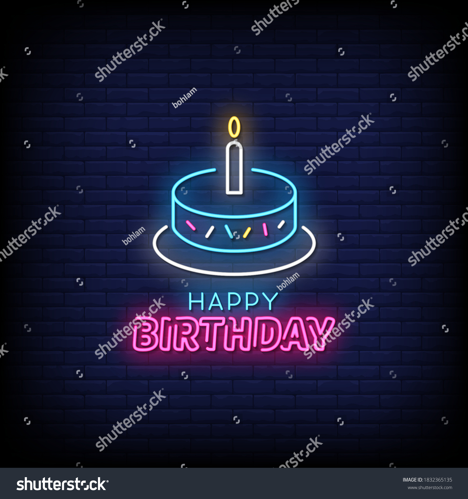 Happy Birthday Neon Signs Style Text Stock Vector (Royalty Free ...