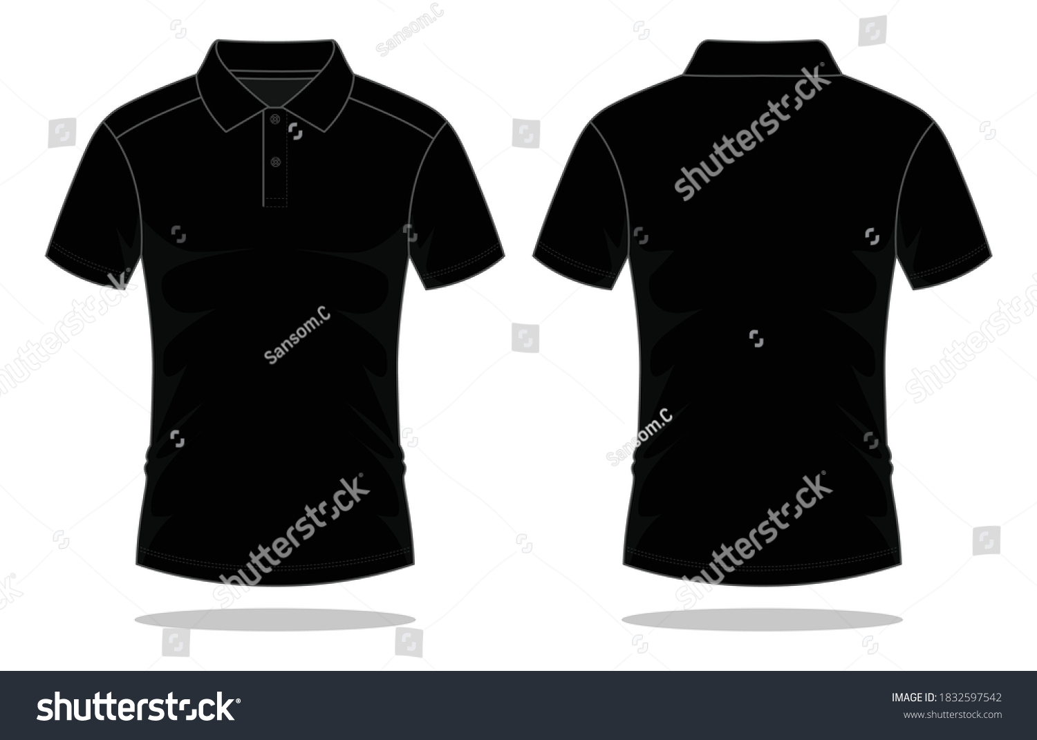 Blank Black Short Sleeve Polo Shirt Stock Vector (Royalty Free ...