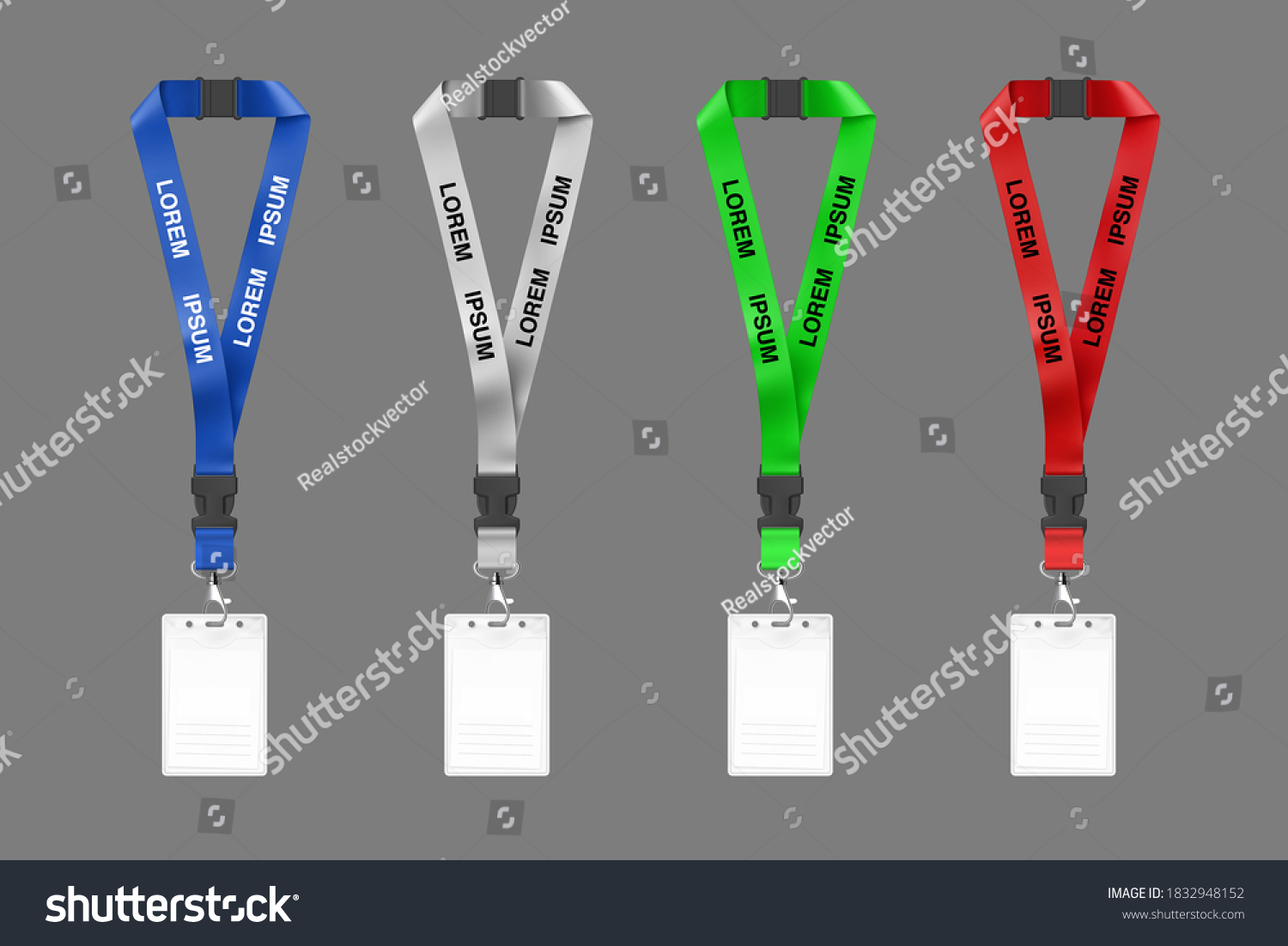 Set Lanyard Id Card Vector Illustration Stock Vector (Royalty Free ...