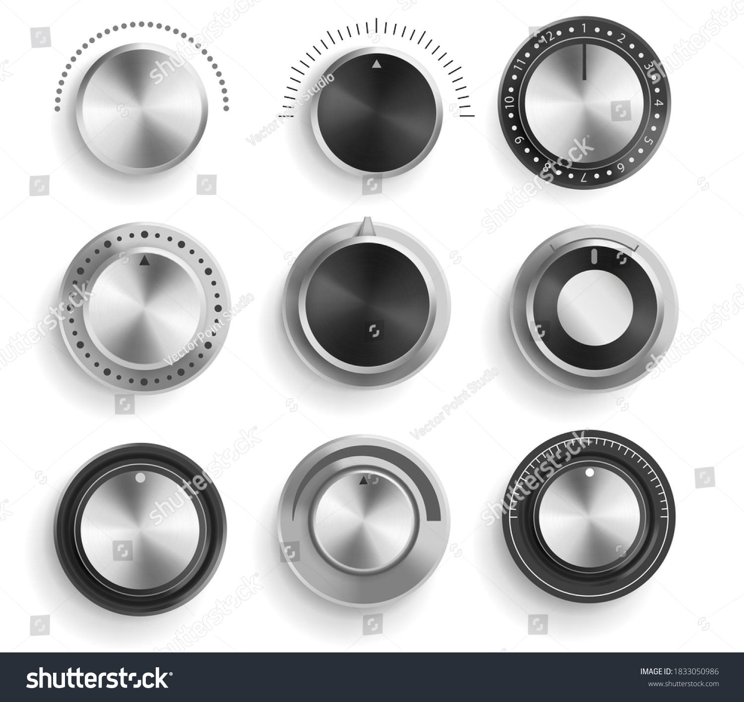 Vector Set Black Chrome Volume Control Stock Vector (Royalty Free ...