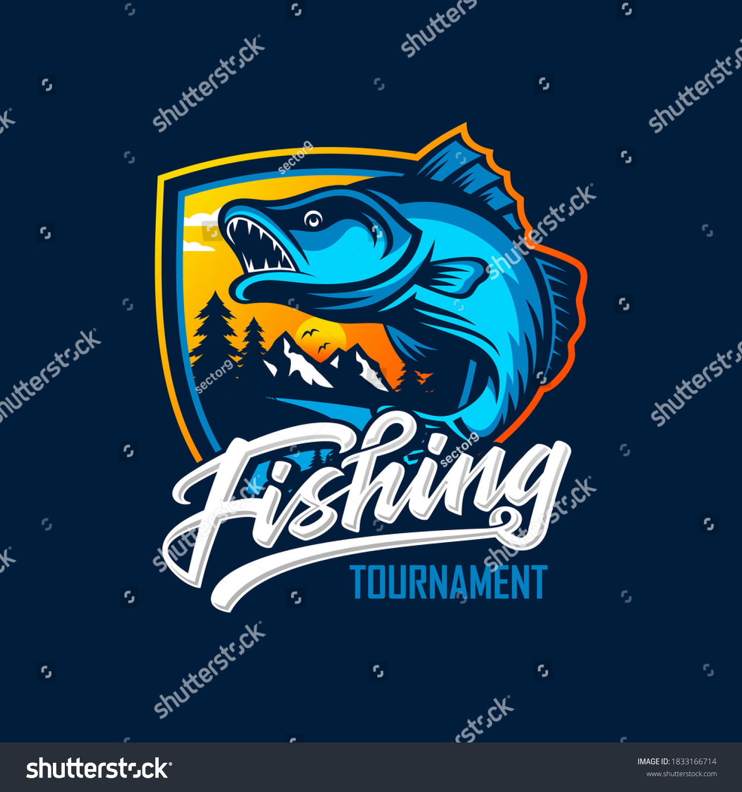 Fishing Tournament Logo Design Illustration Stock Vector (Royalty Free ...