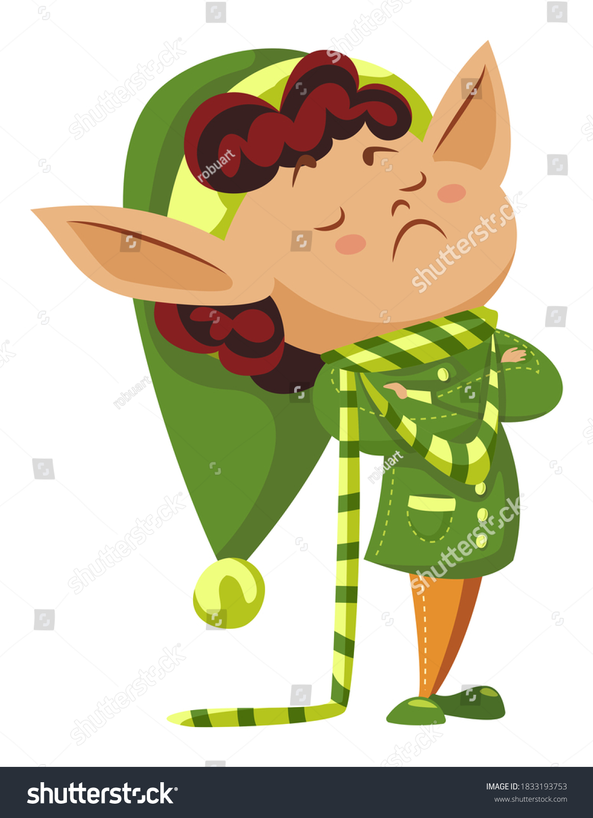 Elf Cartoon Character Sad Mood Standing Stock Vector Royalty Free 1833193753 Shutterstock 7186