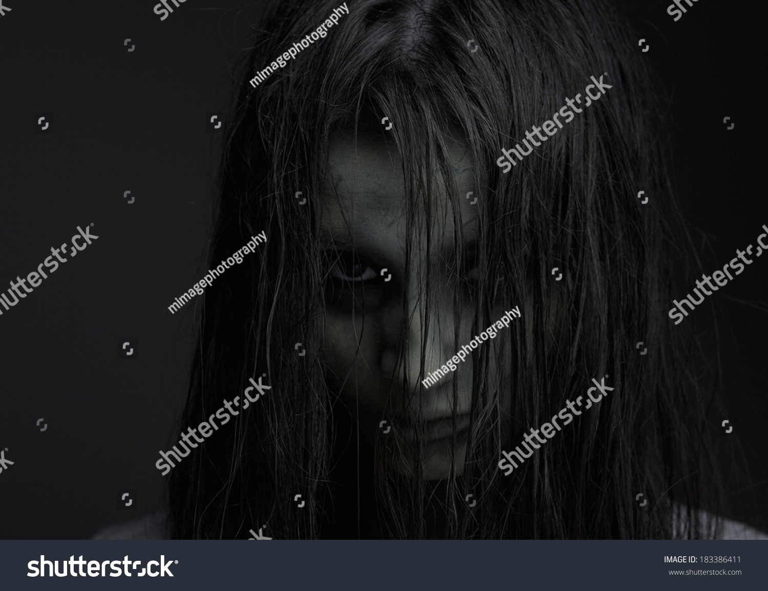 Close Portrait Zombie Girl Horror Expression Stock Photo 183386411 