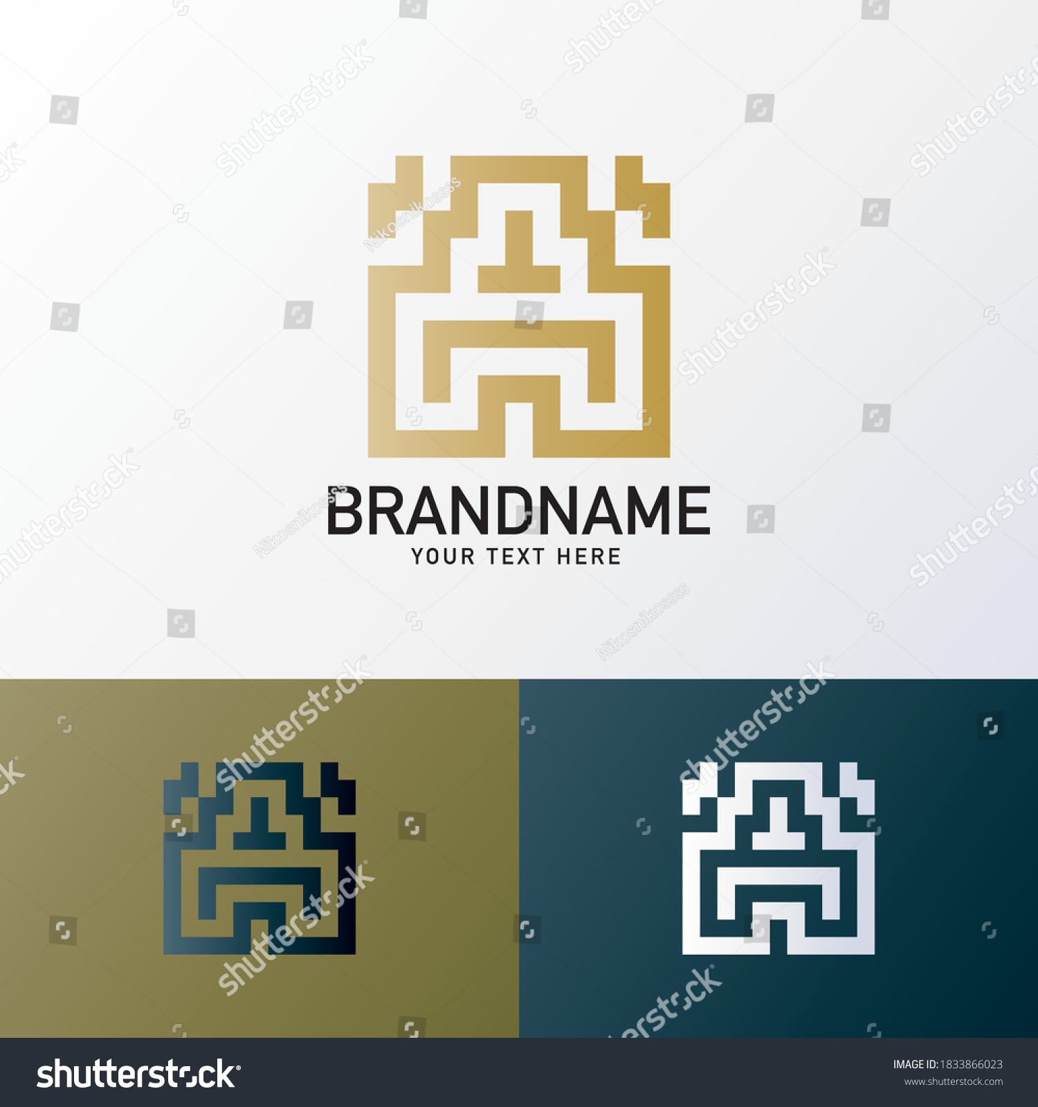 Creative Abstract Square Tech Logo Pixel Stock Vector Royalty Free