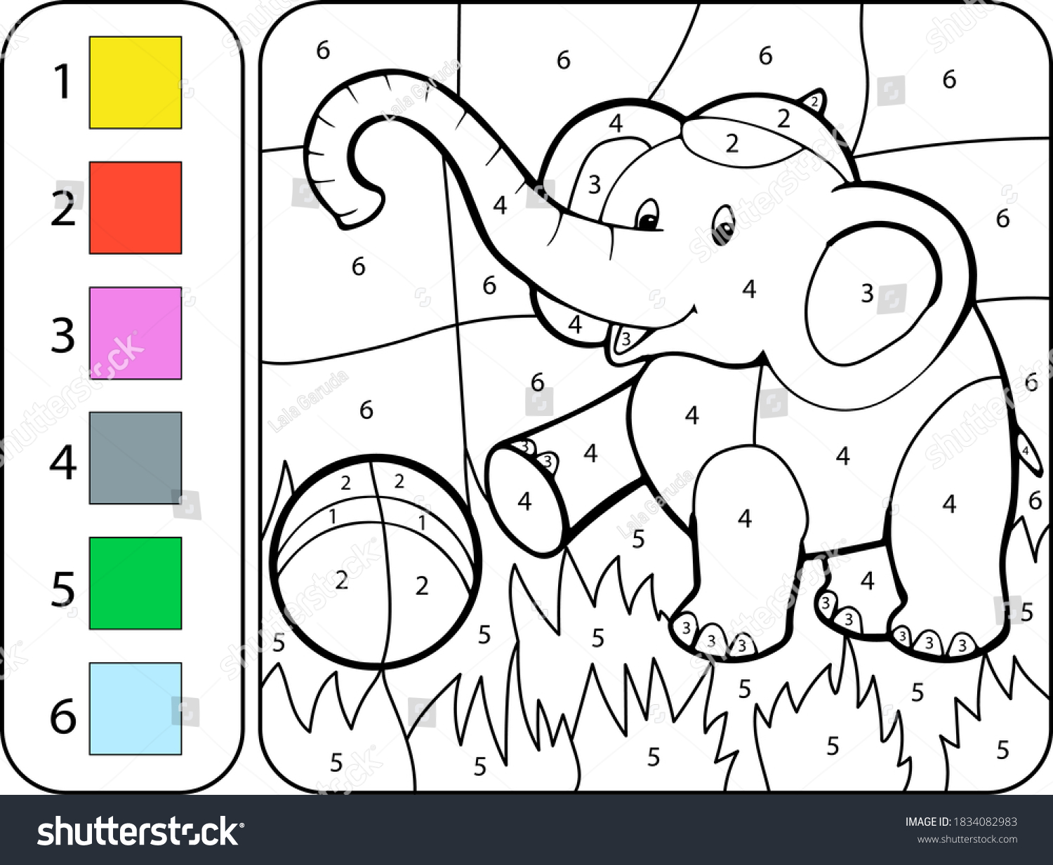 Color Colored Baby Elephant By Addition Stock Vector (Royalty Free ...
