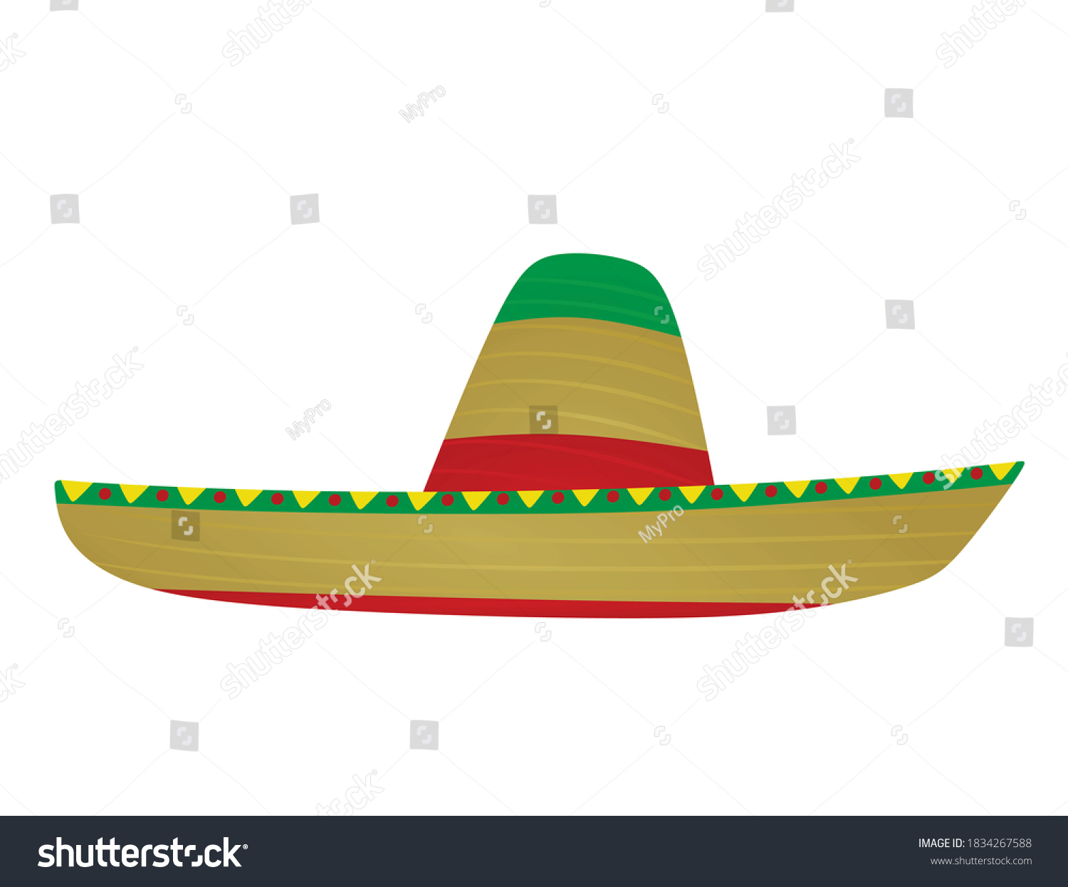 Mexican Traditional Hat Sombrero Vector Illustration Stock Vector