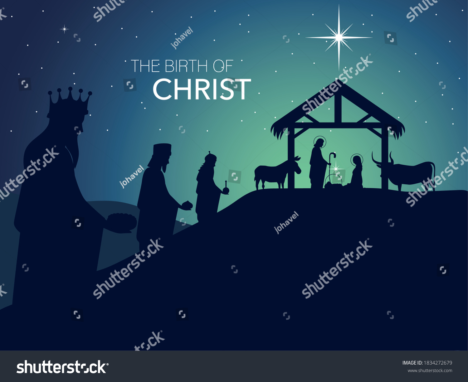 Nativity Traditional Celebration Manger Holy Family Stock Vector ...