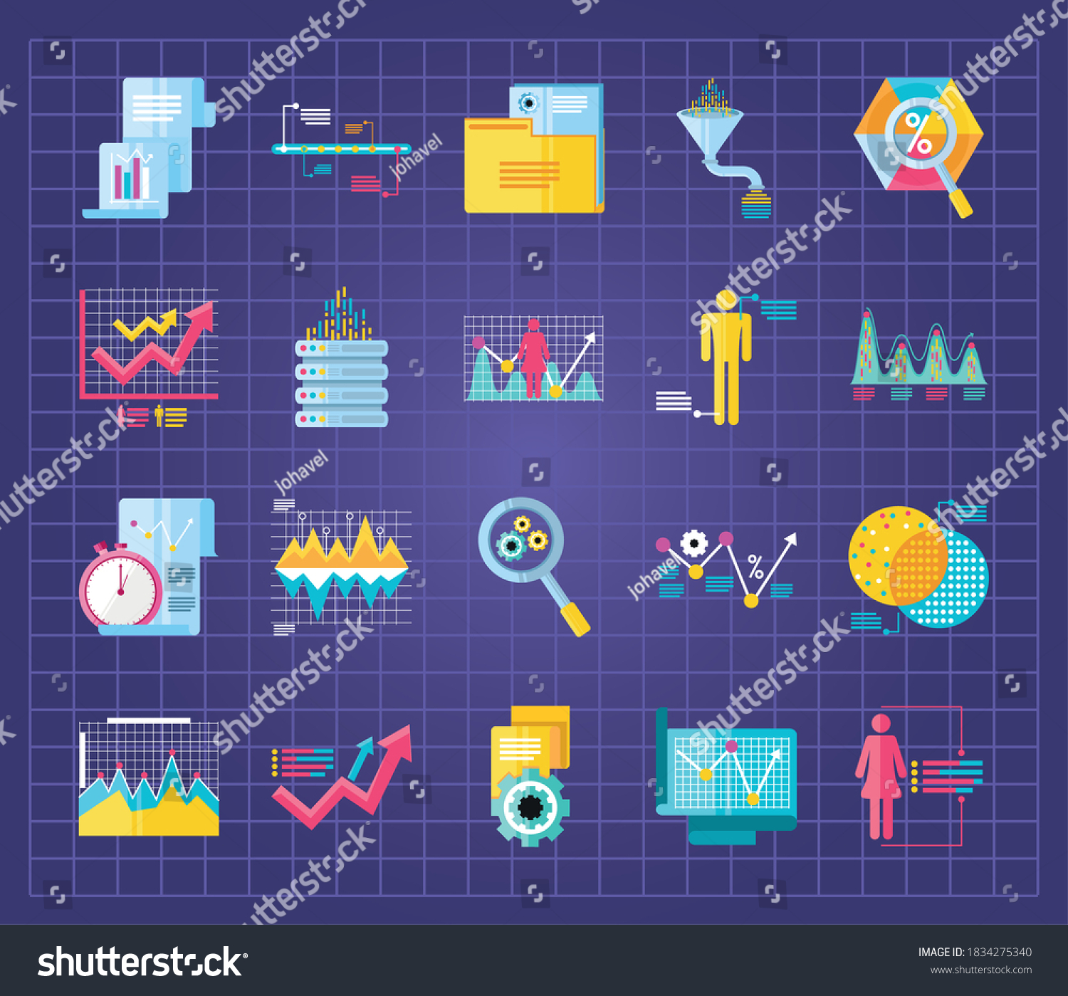 Data Analysis Set Icons Planning Presentation: เวกเตอร์สต็อก (ปลอดค่า ...