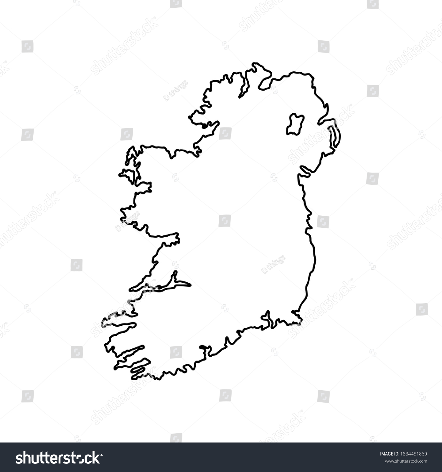 Outline Map Ireland White Background Vector Stock Vector (royalty Free 