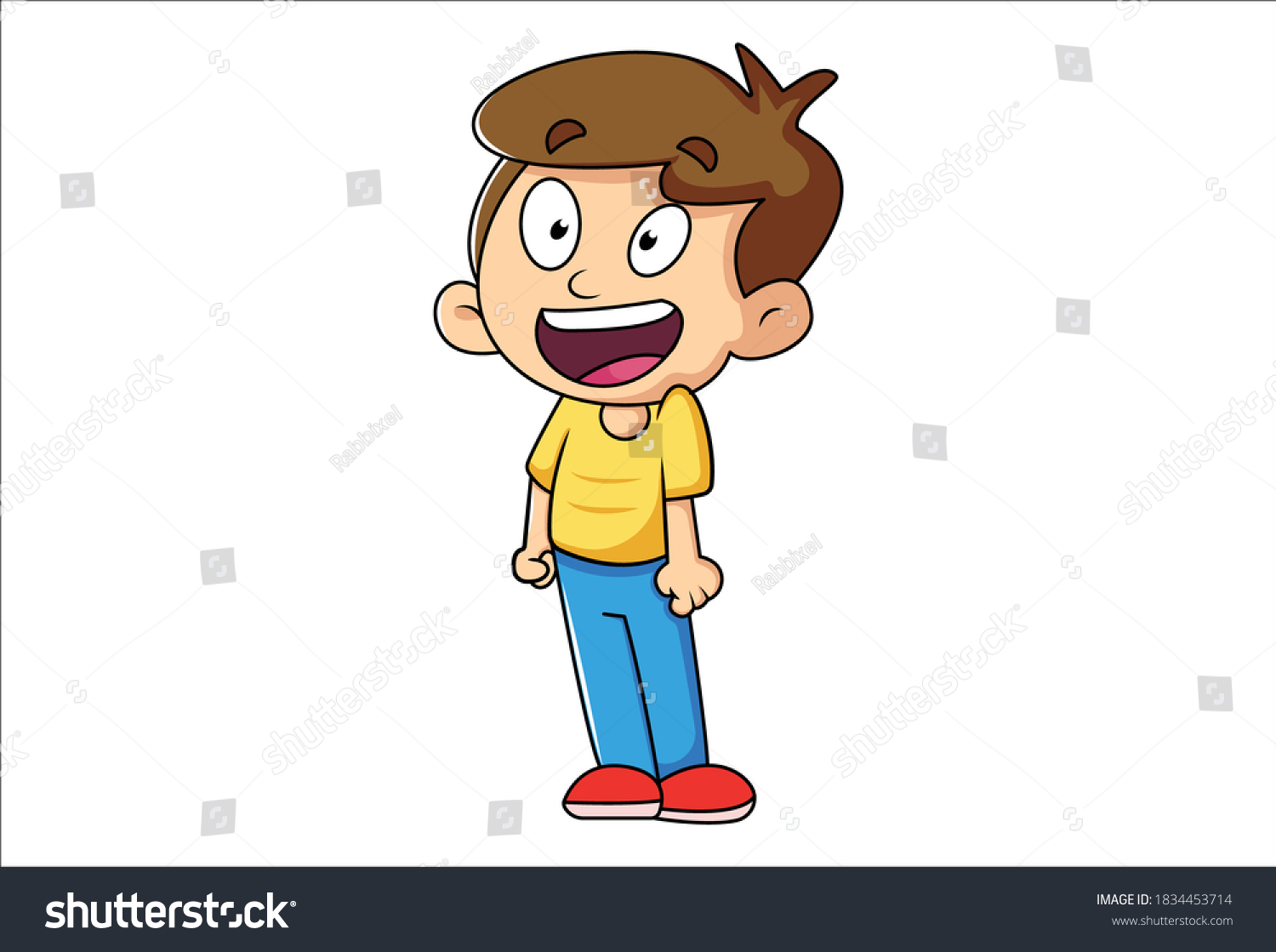 Vector Cartoon Illustration Boy Excited Isolated Stock Vector (Royalty ...