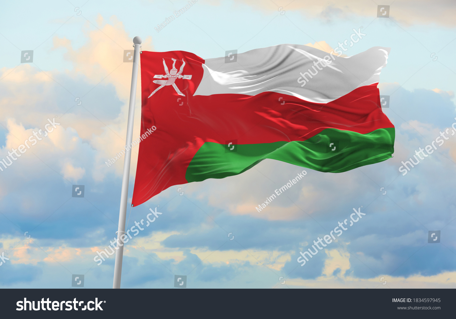 Large Oman Flag Waving Wind Stock Photo 1834597945 | Shutterstock