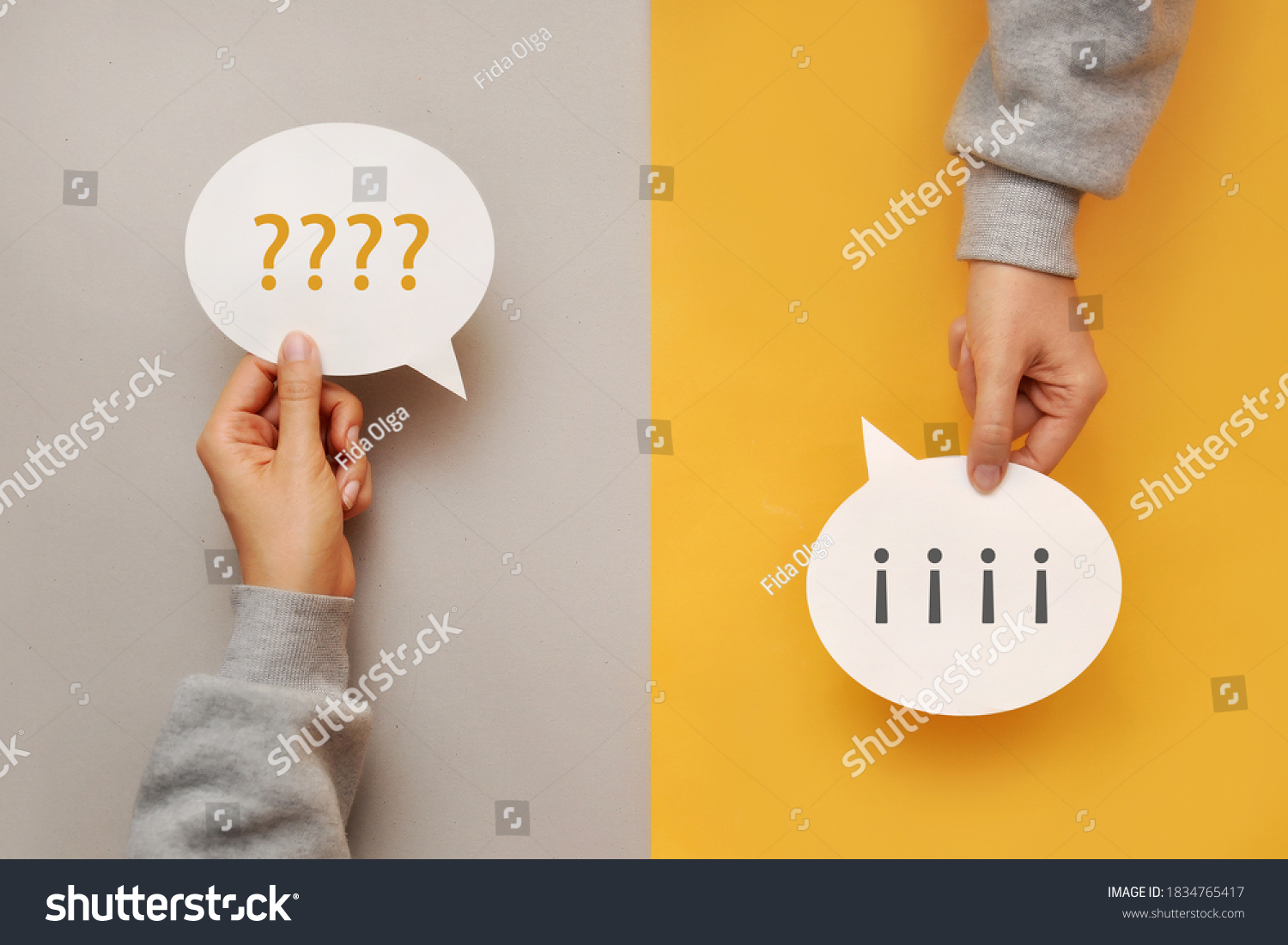 conversational-clouds-hands-question-mark-exclamation-stock-photo