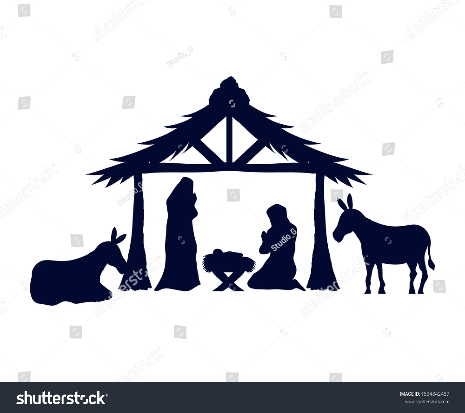 Merry Christmas Mary Joseph Baby Jesus Stock Vector (Royalty Free ...