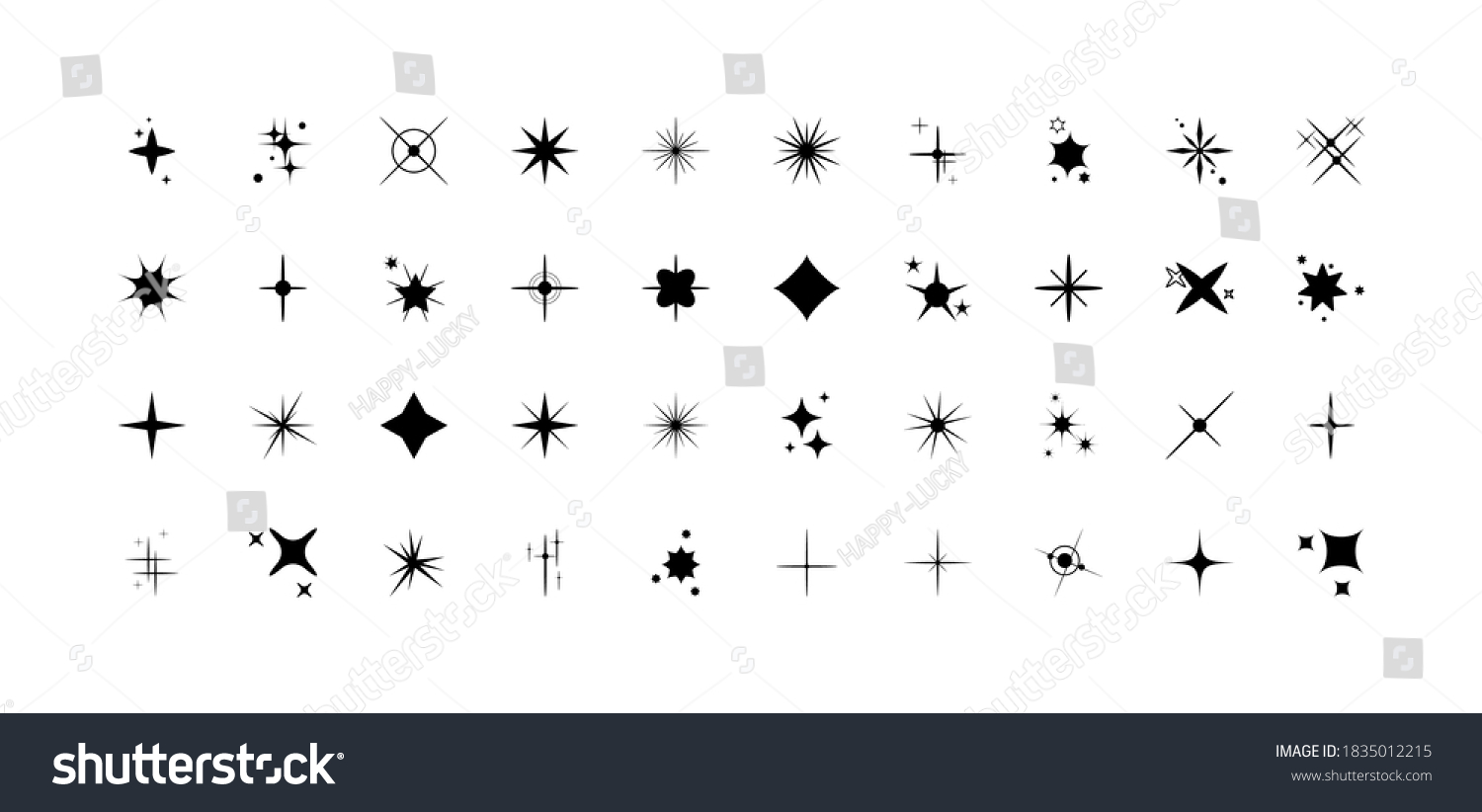 Star Icon Set Black Spark Effect Stock Vector (Royalty Free) 1835012215 ...